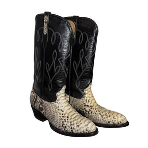 Corral Mens Black Leather Genuine Python Snakeskin Western Cowboy Boots Size 7 M